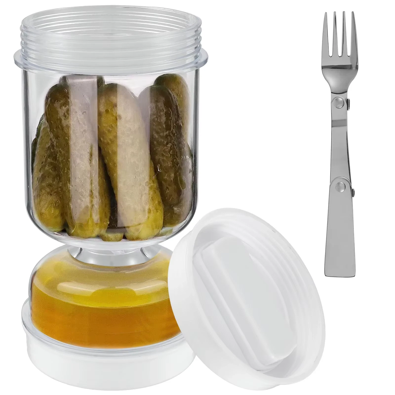 Olive and Pickle Strainer Jar, New Olive Container Hourglass Jar with...