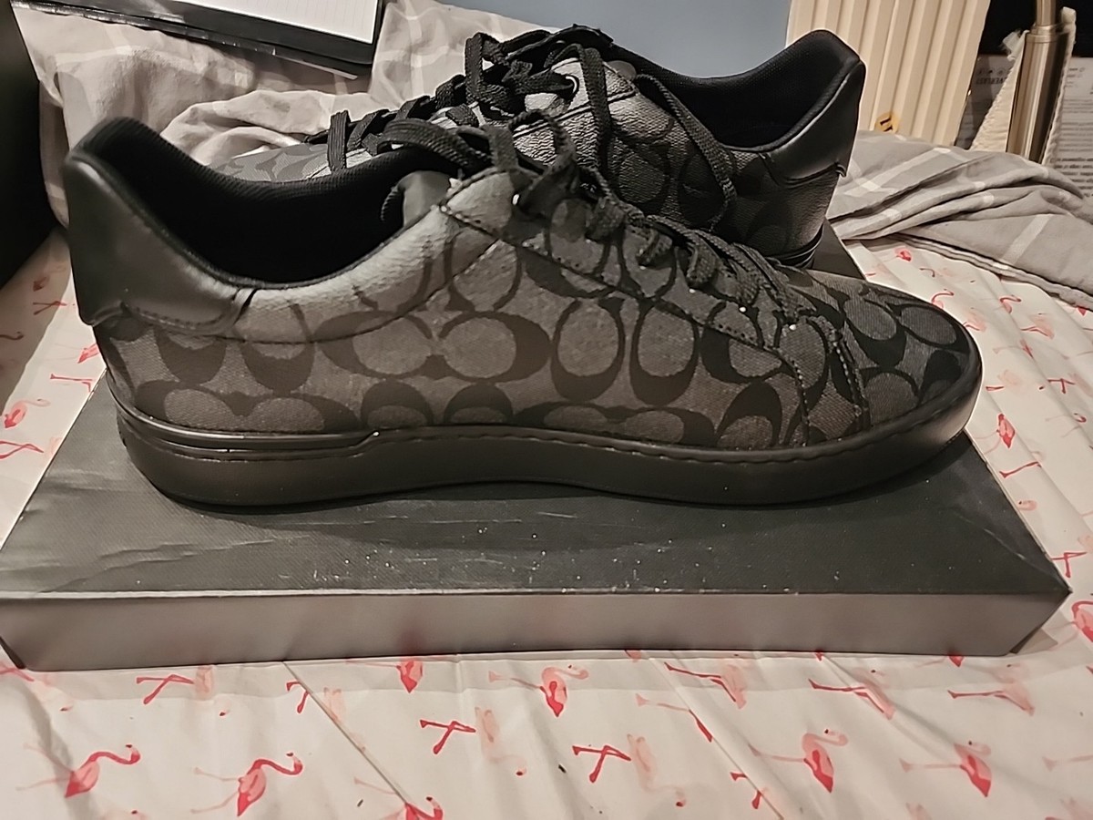 Coach Men's Signature C Sneakers Shoes 13 D Black Gray Charcoal