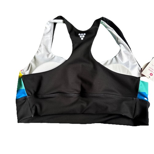 Berry Jane Sports Bra Size XL Black With Multicolor Stripes - Picture 2 of 5