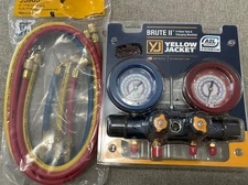 Yellow Jacket 46014 4-Valve BRUTE II A2L Manifold, with 3-1/8" Gauges plus Hoses