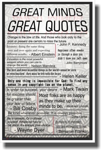 Great Minds Great Quotes - NEW Classroom Motivational POSTER - Picture 1 of 1