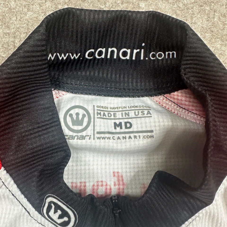 Camiseta deportiva para mujer Canari talla M roja manga corta rendimiento cremallera completa camisa de ciclismo Foto 3 de 4