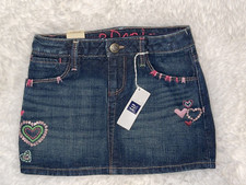 GAPKIDS GAP KIDS GIRLS 6 REGULAR DENIM SKIRT HEARTS VALENTINE'S DAY JEAN SKIRT