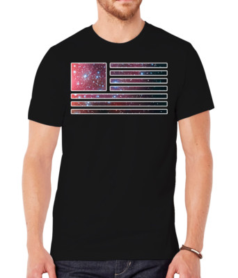 Mens Black Short-Sleeve Galaxy Flag T-Shirt - X-Large
