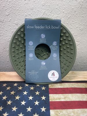 Dog Bowl, Canarican Slow Feeder Lick Bowl Silicone GREEN, Super Fast Shipping!