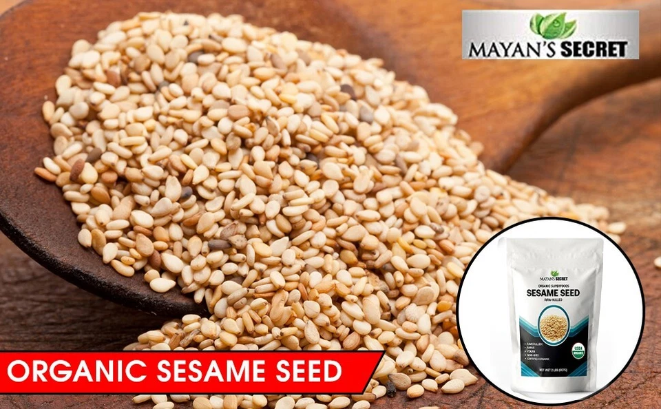USDA Certified Organic hulled Sesame Seeds, 2 Lbs Gluten Free, Raw,Keto Friendly - Image 2 of 4