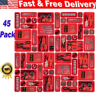 Toolbox Drawer Organizers Storage Trays for Hardware Parts Screw Nut Bolt-45Pack