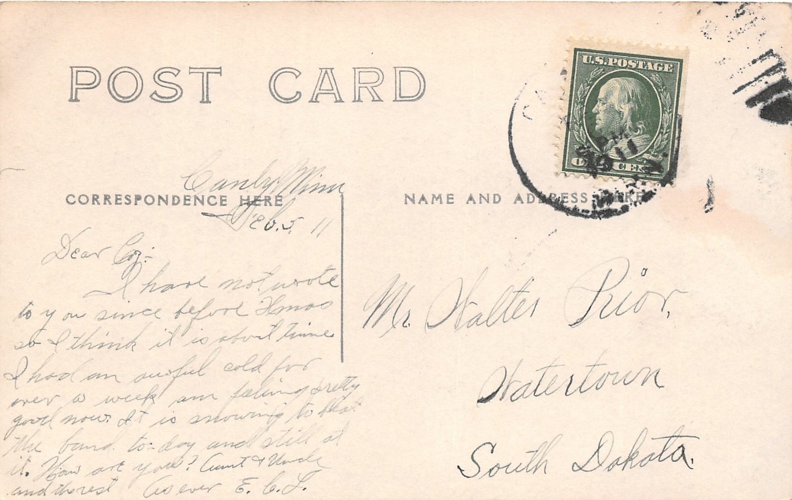 G37/ Canby Minnesota RPPC Postcard 1911 Birdseye View Tower Homes