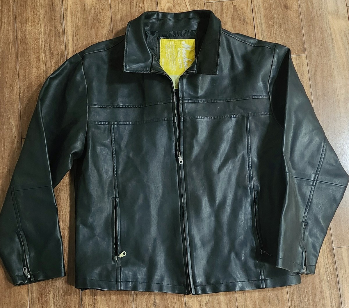 Machine Since 1972 Faux Leather Jacket Men's Sz Large Biker Rough