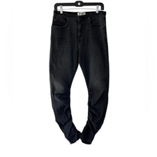 Free People We The Free Dahlia jeans 28 black Stacked Straight Leg ruched NWOT