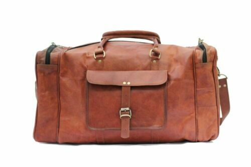 Handmade Leather Luggage Duffle Travel Men Gym Weekend Overnight Outdoor Bag New - Picture 1 of 5