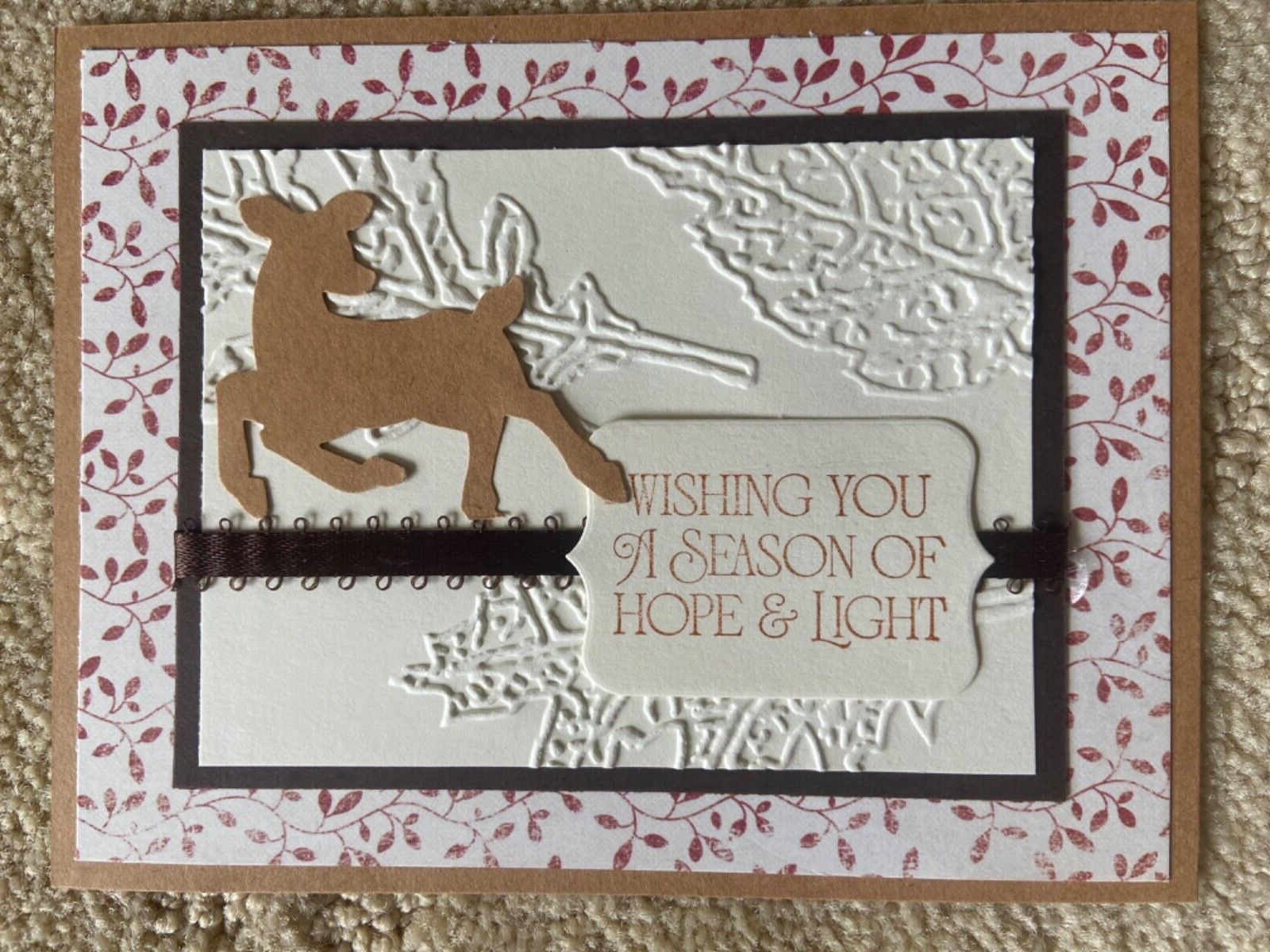 Warmest glow deer embossed autumn Christmas card kit of 10 made w/ Stampin' Up!