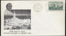 Pope Paul VI  Visits Vatican Pavilion at NY World's Fair Cacheted COVER LOT 2052