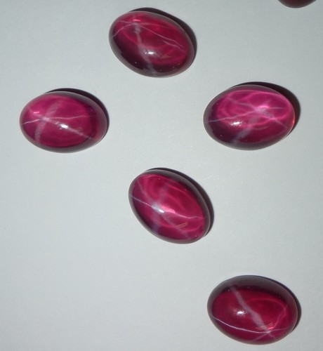 Transparent Star Ruby Oval 14x10 mm Cabochon 6 Rayed Lab-created 5 pieces Lot