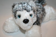 Aurora Husky Puppy Dog Silky Plush 7" Soft Toy Ice Blue Eyes Bean Bag Stuffed