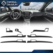 7X Carbon Fiber Dashboard Panel & Door Handle Trim Fit For 11-21 Grand Cherokee