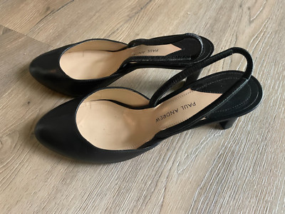 Paul Andrew Women's Black Leather Sling Back Closed Toe Heel Shoes 36 (6)