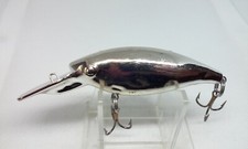 Vintage HELIN LUNKER LICKER Chrome/Silver 3" Diving Crankbait Fishing Lure