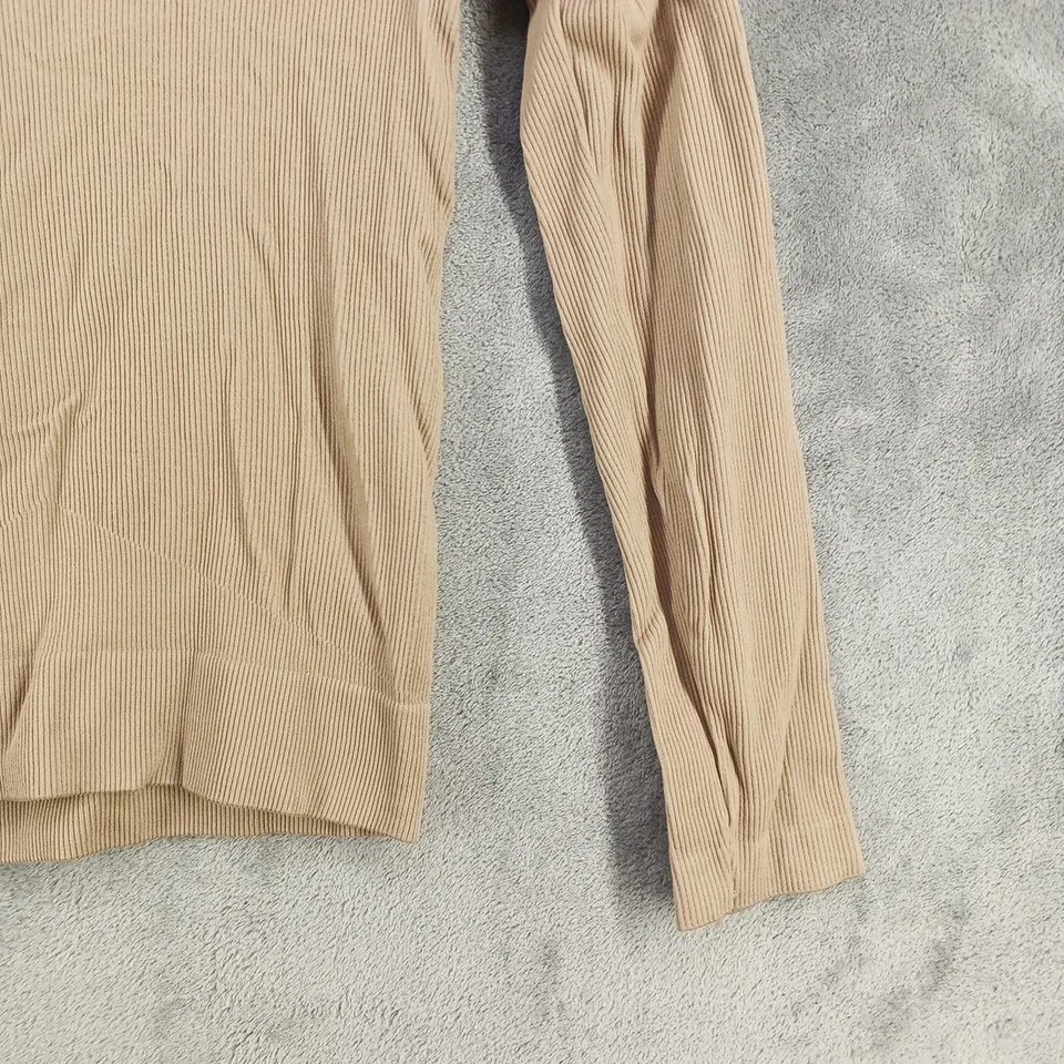 AURA основной верхний размер маленький ребристый вязаный пуловер желтовато-коричневый повседневный - Изображение 4 из 4