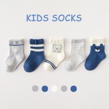 Nemo Baby Boy Girl  Kids Blue Bear Pattern Crew Socks 5 Packs