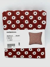 Ikea SNOBRACKA Pillow Cushion Cover 20" x 20" Red/White/Floral  NEW