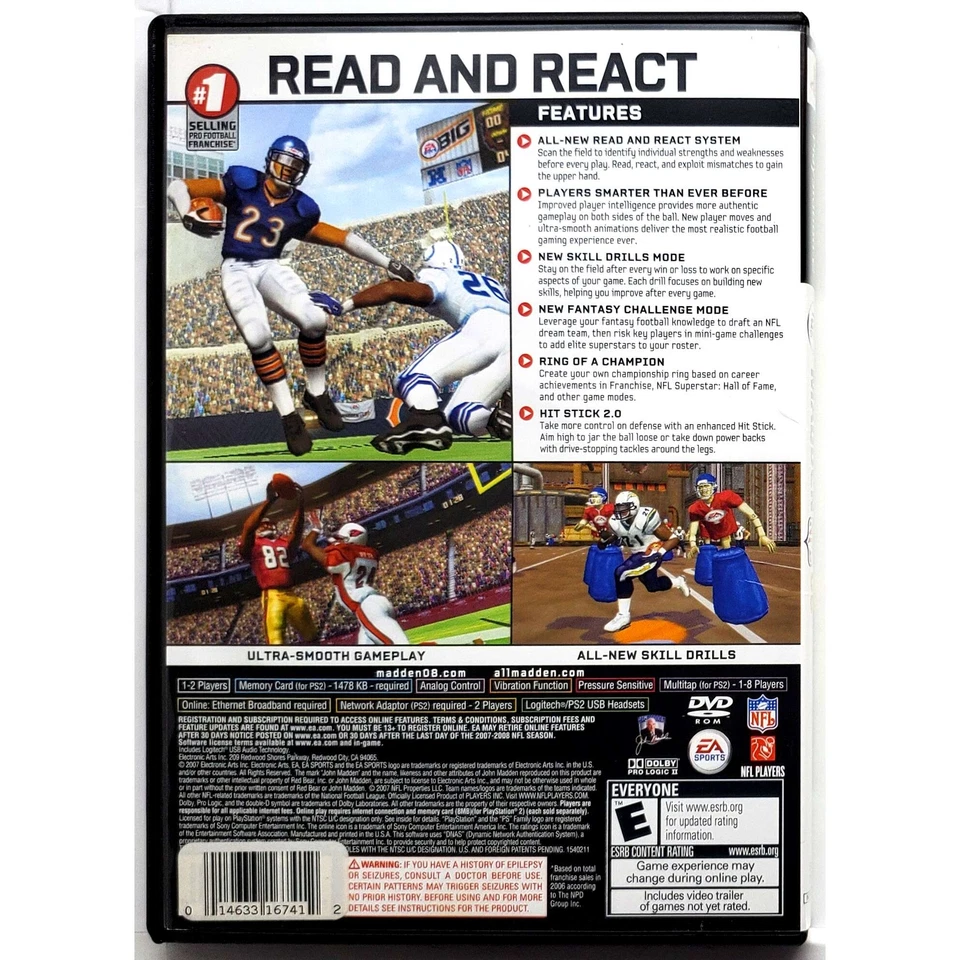 Madden 2008 - 索尼 Playstation 2 PS2 原始测试正品 1 年保证 — 第 2/4 张图片
