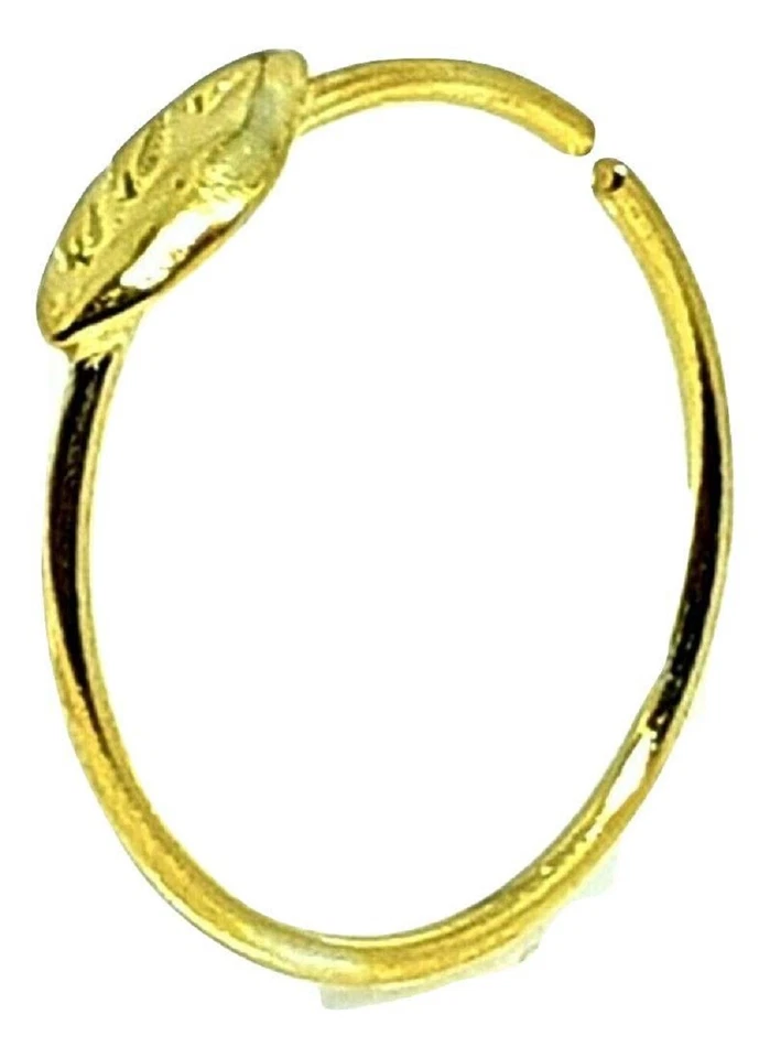Nose Ring 9Ct Yellow Gold Feather Tragus 8mm Hoop 22g (0.6mm) 9k Ring Split Ring - Image 2 of 4