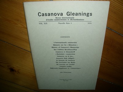 Casanova Gleanings Vol. XIX 1976 J. Rives Childs Auflage 200 Stück Top Zustand 