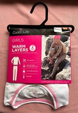 Cuddl Duds Warm Base Layers 2-Piece Set For Girls White Color Sizes S 6/6X