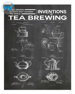 Poster Tea Brewing Inventions - Patent Designs Wandkunst 12X16/16X20/18X24/24X36