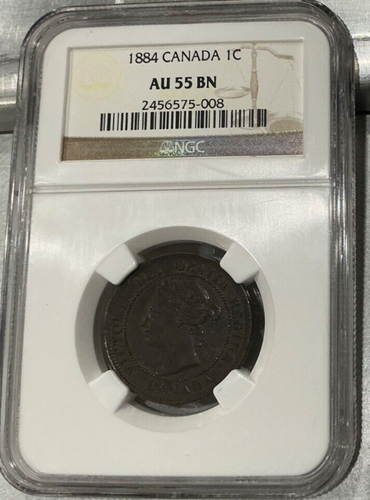 1884 CANADA 1 CENT QUEEN VICTORIA NGC AU 55 BN - 第 1/2 張圖片