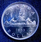 1953 NSF Canada .800 Silver Dollar  Canadian BU FIRST QE II DOLLAR