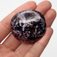 Mystic merlinite indigo gabbro palm stone purple gemstone Madagascar PACKAGED