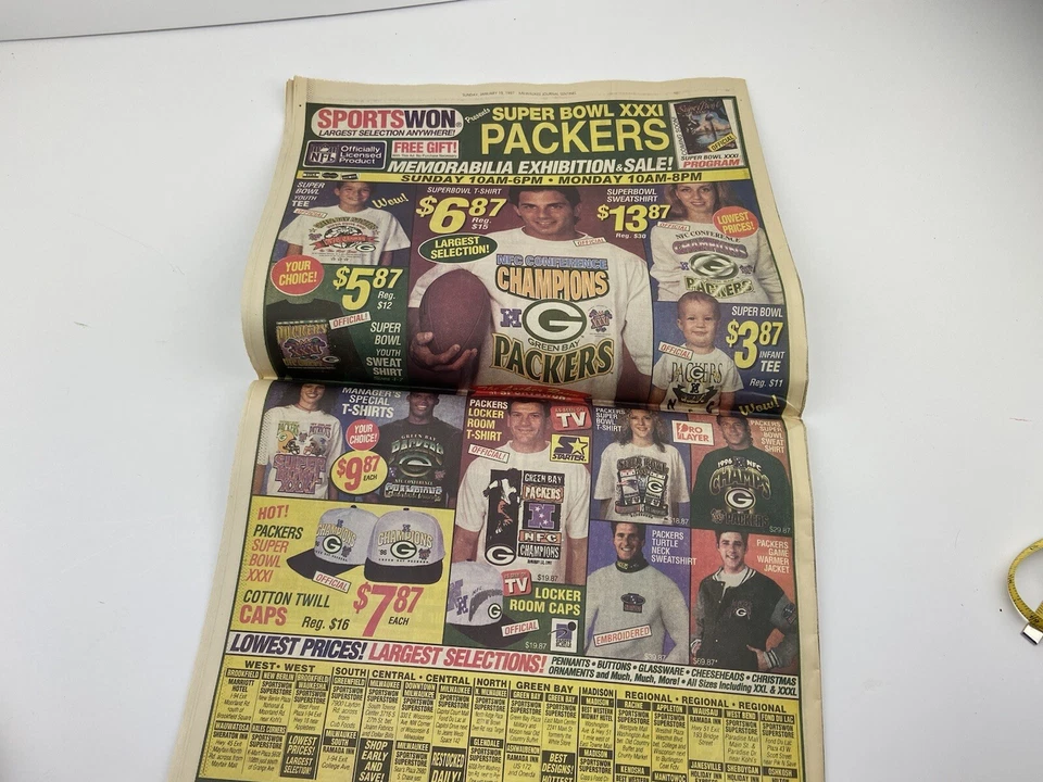 Enero 97 Milwaukee Journal Sentinel periódico Green Bay Packers Super Bowl XXXI 4 Foto 3 de 3