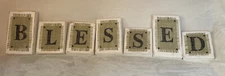 Blessed Wooden Block Letters With Burlap Rustic Shabby Chic Decor