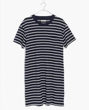 NWT $62 Madewell Sz S Pocket Tee T-Shirt Dress Blue Crew Neck Stripe