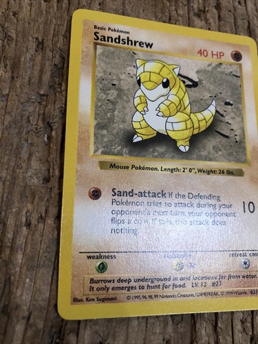 First Edition Shadowless Sandshrew 62/102 - 1999 Pokemon - 第 2/6 張圖片