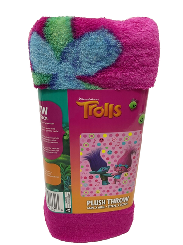 Dream Works Trolls Happy Smiles 46" x 60" Plush Throw KP2 - Picture 3 of 6