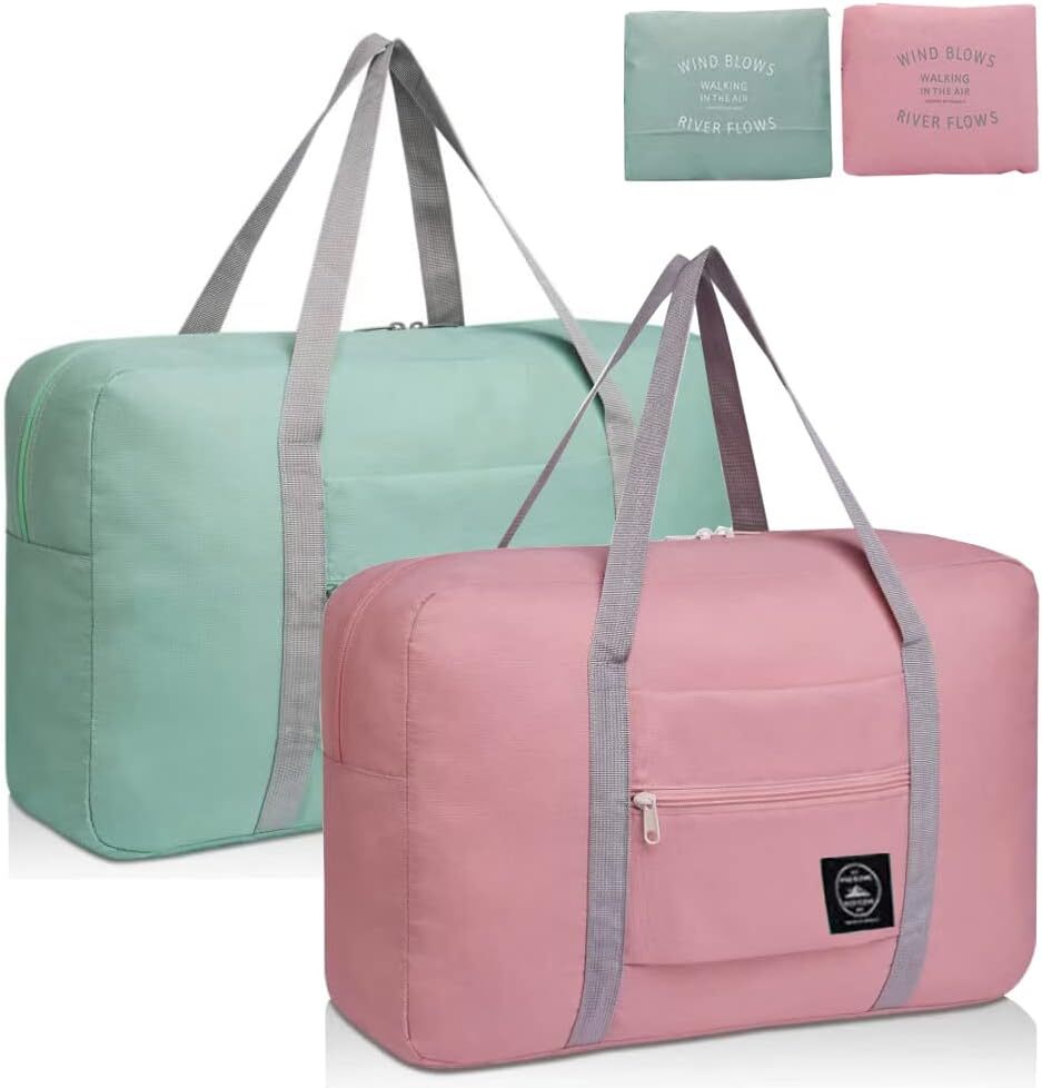 2 Pack Travel Duffle Bag, For Spirit Airlines Personal Item Pink& Blue