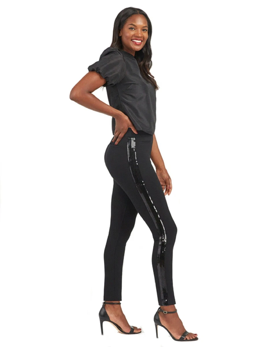 Spanx The Perfect Black Pant, Ankle Sequin Tuxedo Skinny (Medium