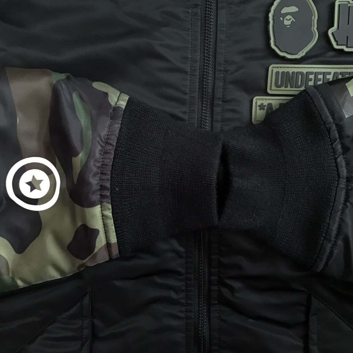 BAPE × undefeated shark MA-1 bomber jacket Black A Bathing BAPE × undefeated shark MA-1 bomber jacket Black A Bathing