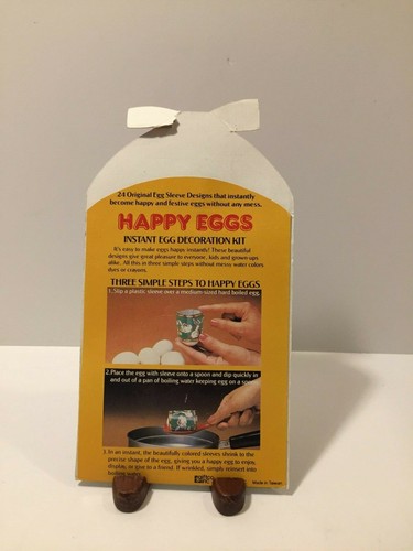 Vintage Happy Eggs 24 Instant Easter Egg Decorations Sleeves Wraps Bunny Chicks - Picture 7 of 8