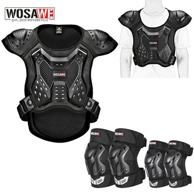 WOSAWE Adults Motorcycle Racing Chest Vest Protector Road Bike Knee Elbow Guards