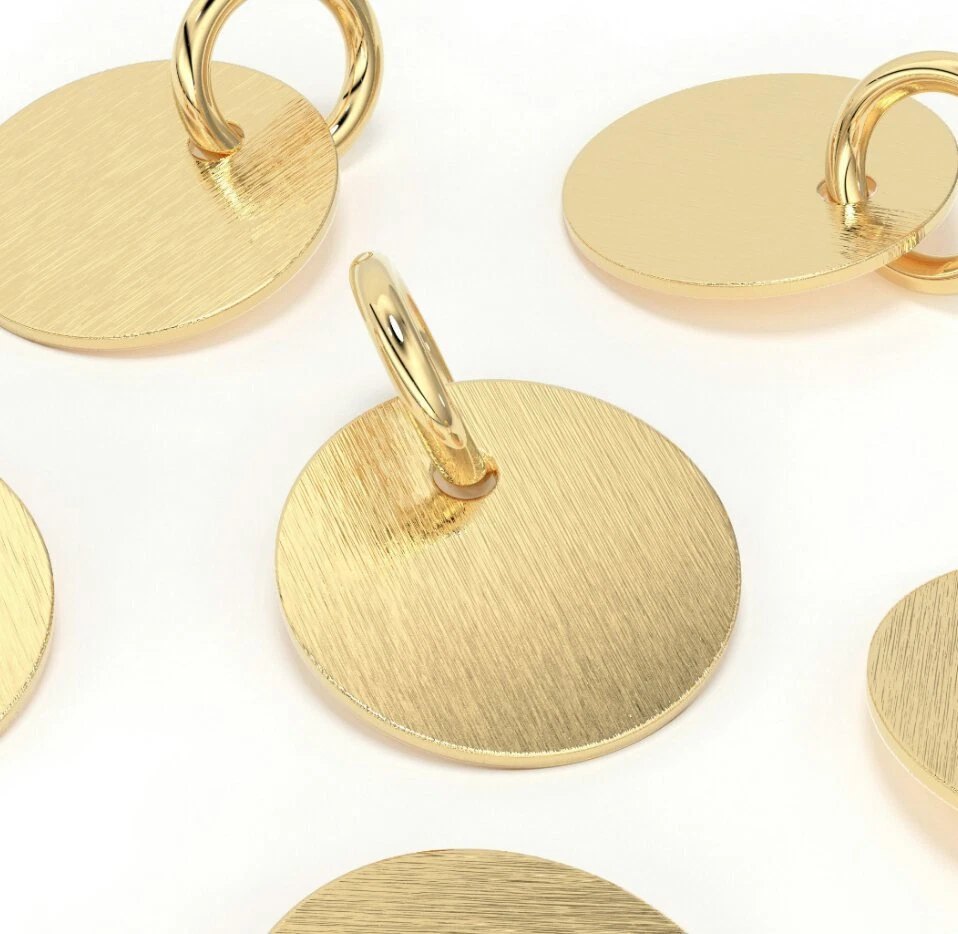 Dije de disco colgante de oro amarillo macizo de 14K de 7 mm collar pequeño hallazgos encanto regalo. Foto 4 de 4