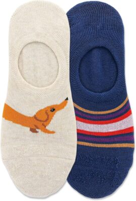 Hot Sox Women's Dachshund Liner Socks 2 Pair, Natural Heather, Women's 9-11 Shoe