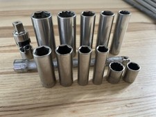 Vintage USA-Made Craftsman 13-Piece Socket Lot 3/8” 1/4” SAE Deep Shallow Swivel
