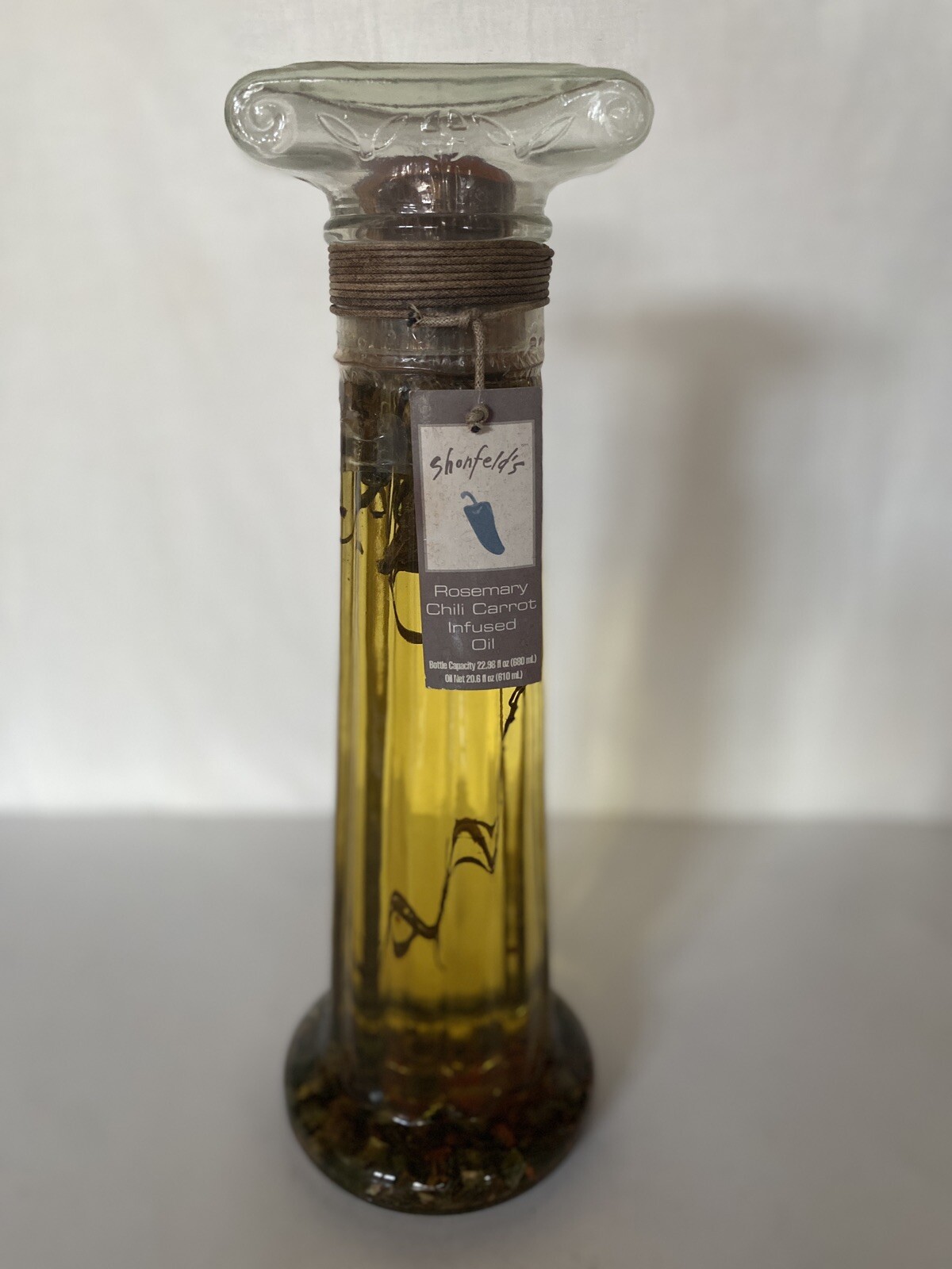 VTG Infused Oil Glass Bottle Decor Display Rosemary Chili 12” Tall Cottage