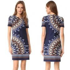 TORY BURCH Mariana Navy Floral Bloom Ponte Knit Mini Dress size X-Small