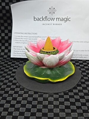 SMALL LOTUS FLOWER DESIGN BACKFLOW INCENSE CONE BURNER - FREE US SHIPPING!!