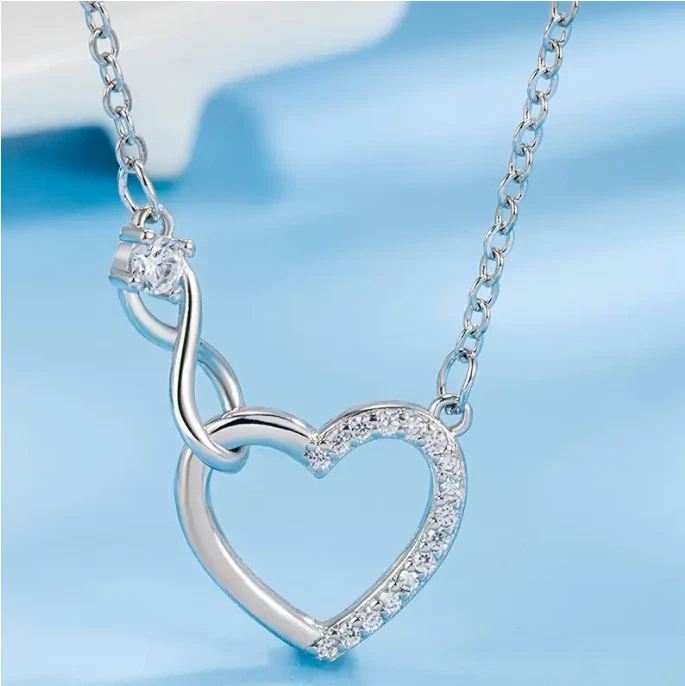 Collana Donna Cuore idea Regalo Elegante Gioiello Brillante Regalo Romantico - Immagine 2 di 4